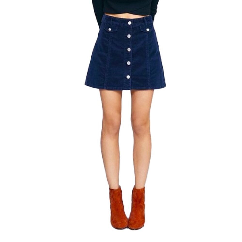 ❤️ 🆕 BUTTONS Navy Corduroy Skirt Size S